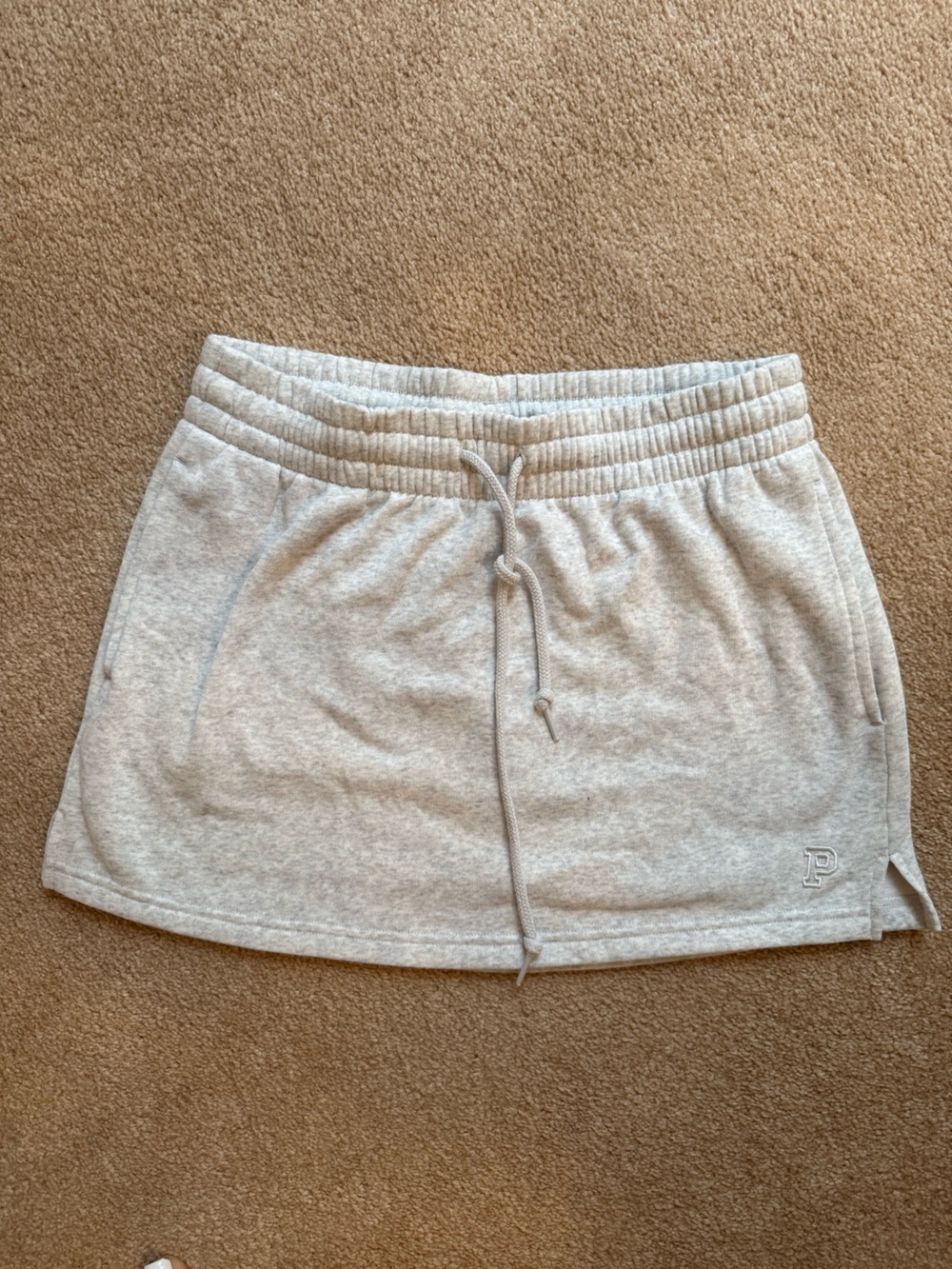 PINK Victoria's Secret Light Gray Terry Skirt w/Drawstring and pockets Sz S New